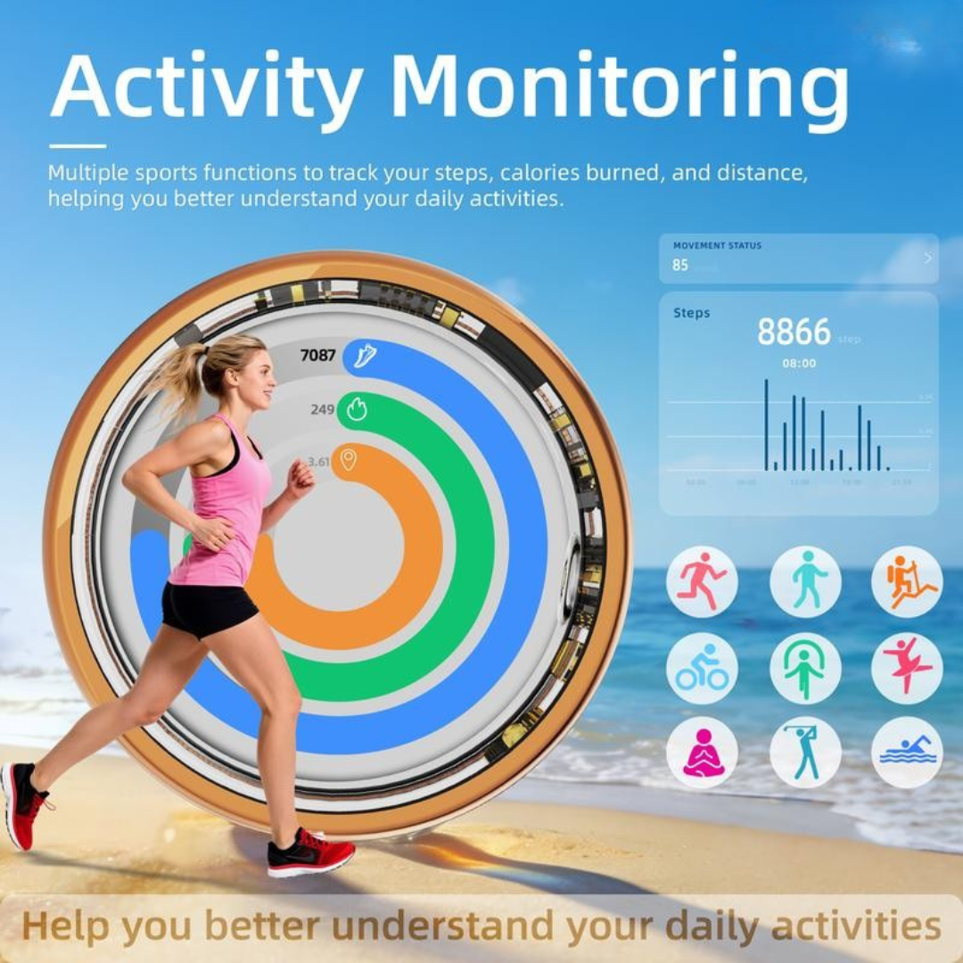 Titanium IP68 Smart Ring with Sleep Monitoring